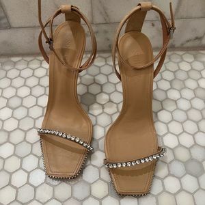 Schutz Loule Nubuck Rhinestone Crystal Sandal 9